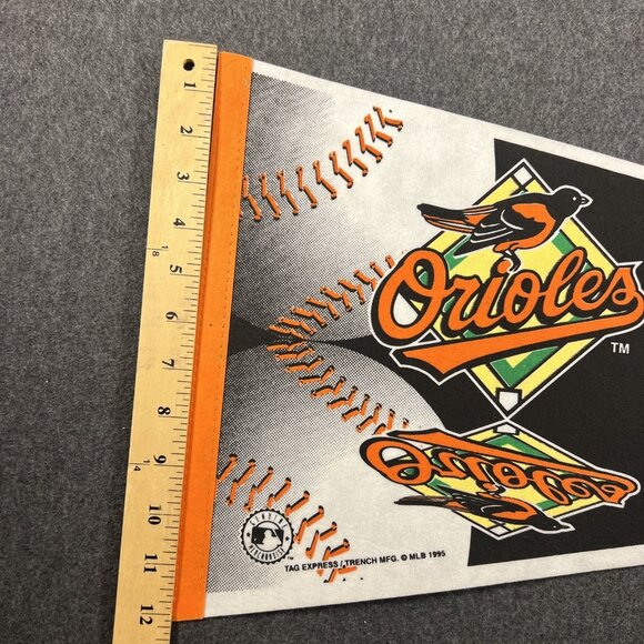 Vintage 1995 Baltimore Orioles Full Size Pennant Flag by Tag Express - Picture 8 of 9